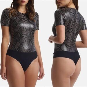 Commando Snake Animal Print Faux Leather Bodysuit size small